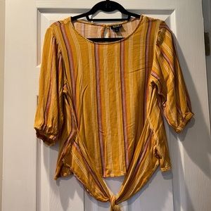 Mustard 3/4 sleeve a.n.a blouse PM with tie